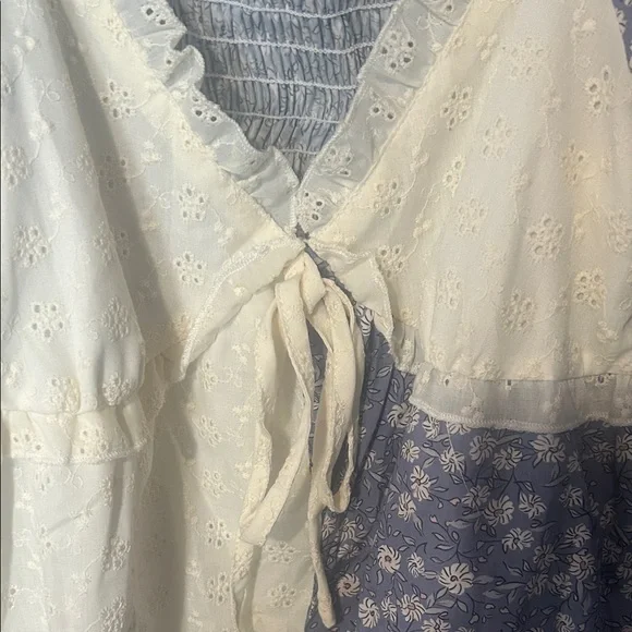 Patchwork Dress With Eyelet Details - Picture 5 of 6